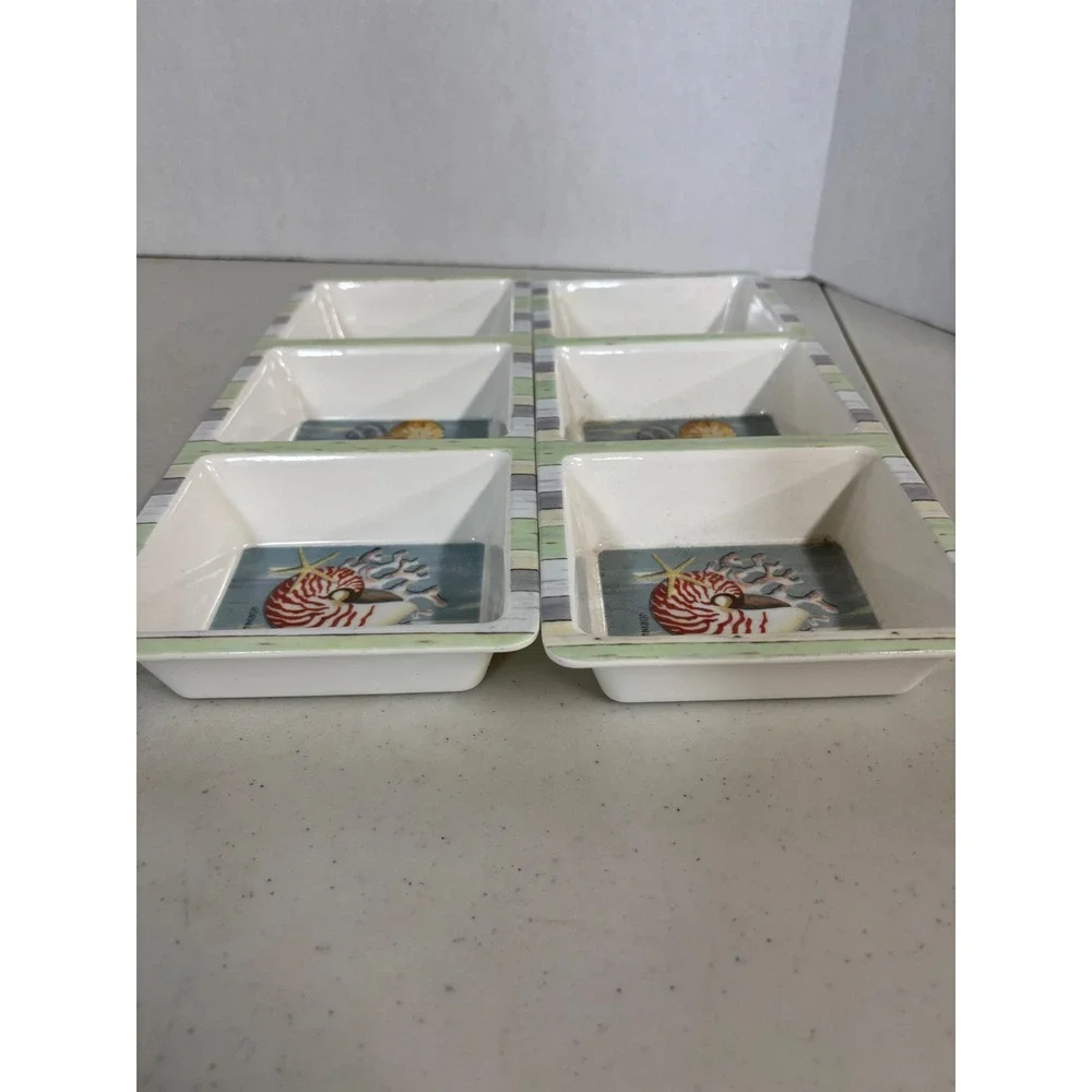 Evergreen Seaside Retreat Melamine 3 Section Server Set‎ Jennifer Brinley